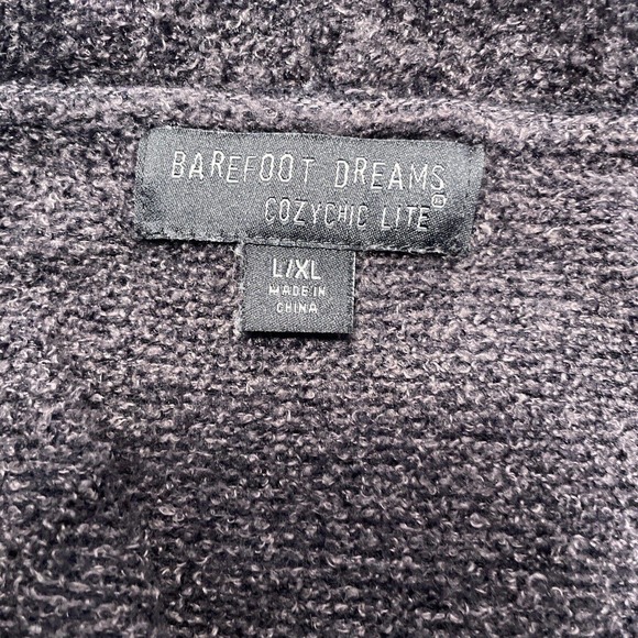 BAREFOOT DREAMS Cozychic Lite Circle Cardigan Heathered Carbon Black/ Gray L XL - Picture 6 of 9